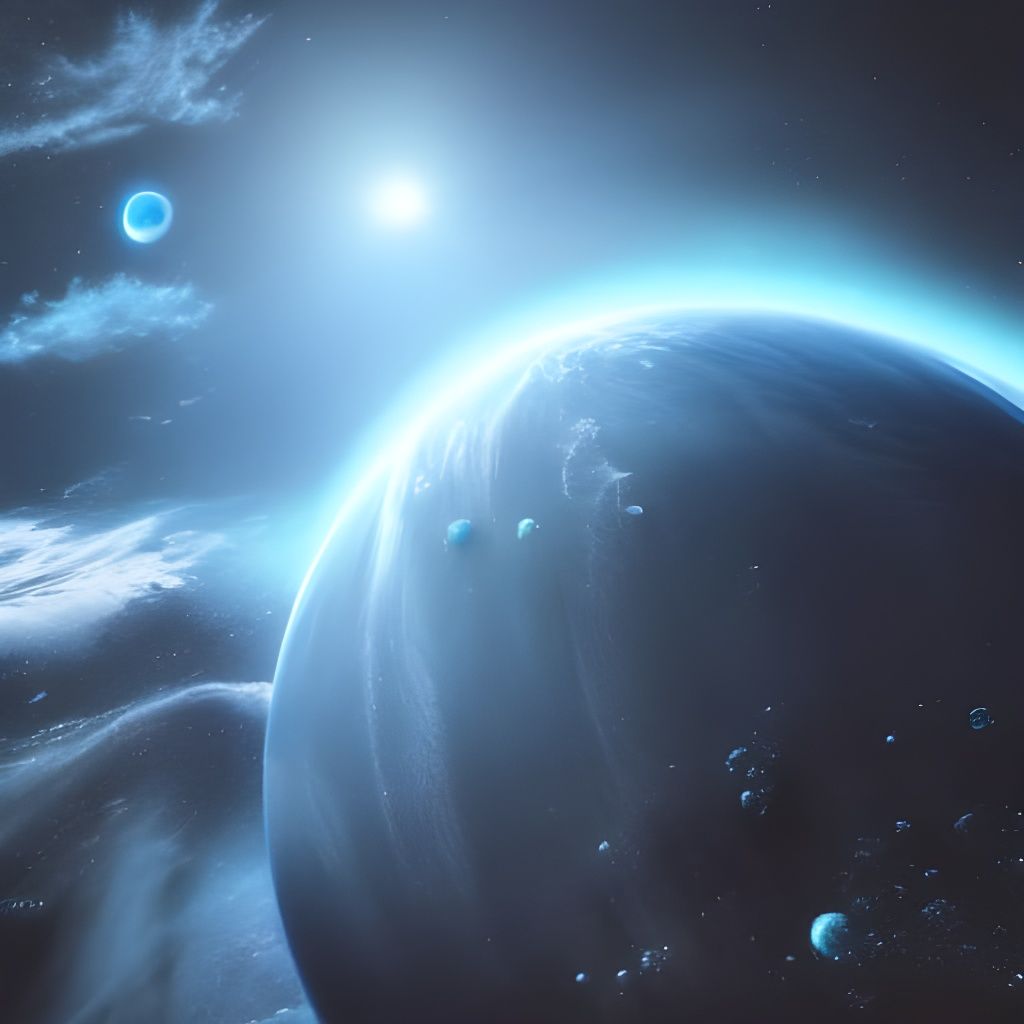 Epic Blue Gas Giant and Moons in Space