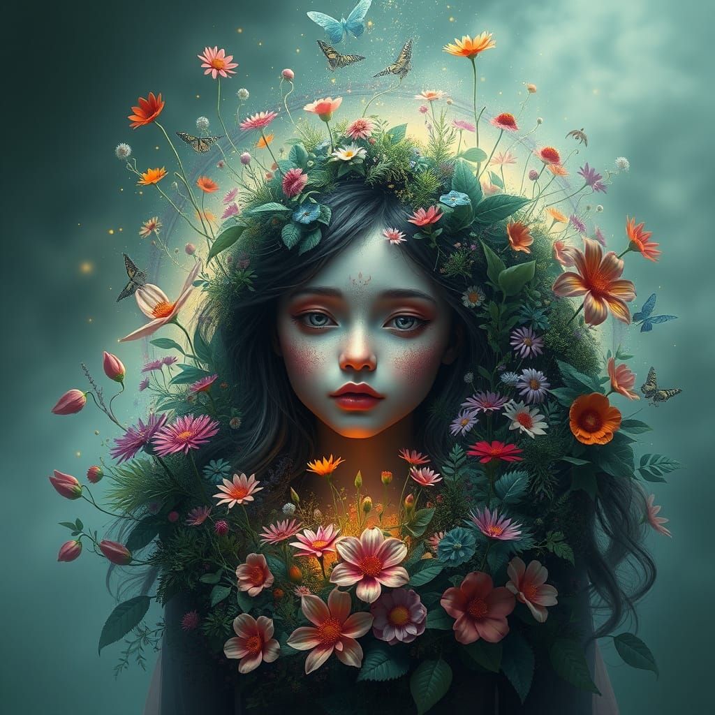 Girl Blooms with Vibrant Gardens Within