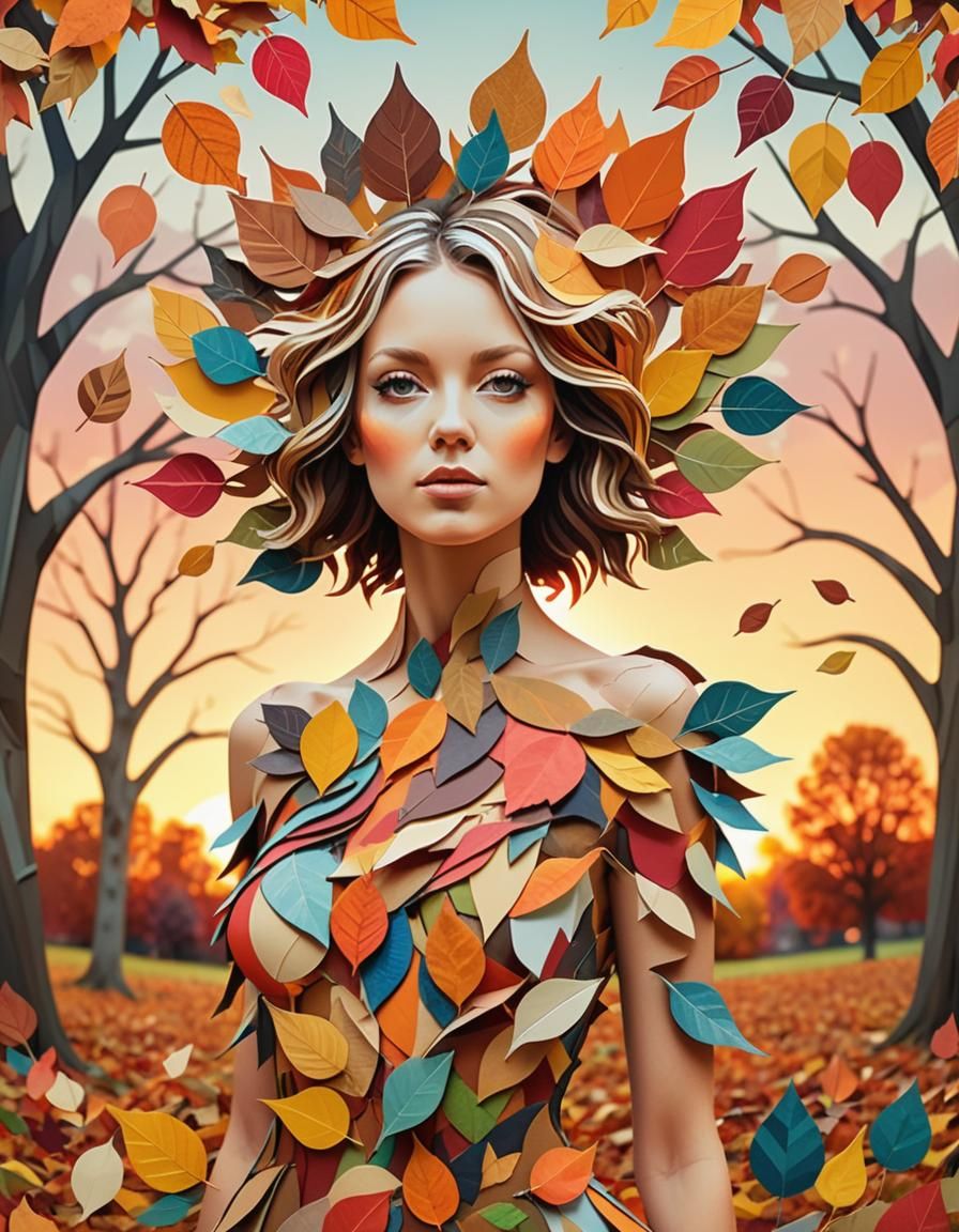 Autumn Fusion: Surreal 3D Paper Collage
