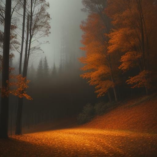Hyperrealistic Autumn Landscape with Pumpkins and Leaves