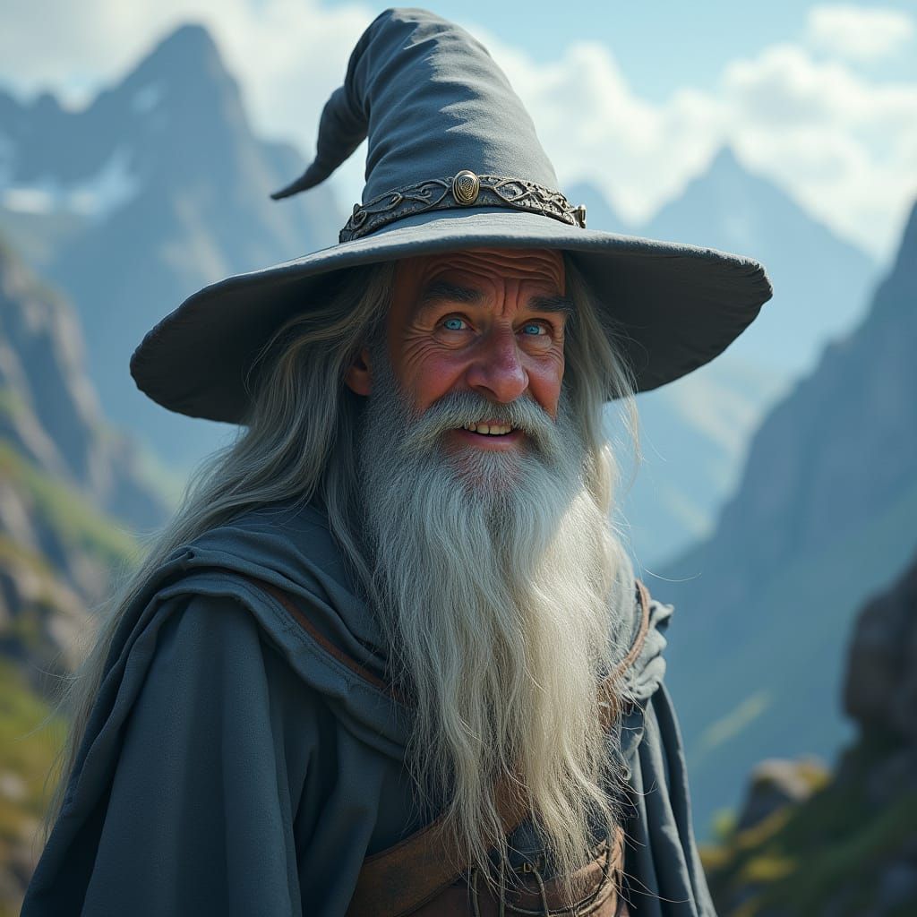 Elderly Wizard in Futuristic Realism