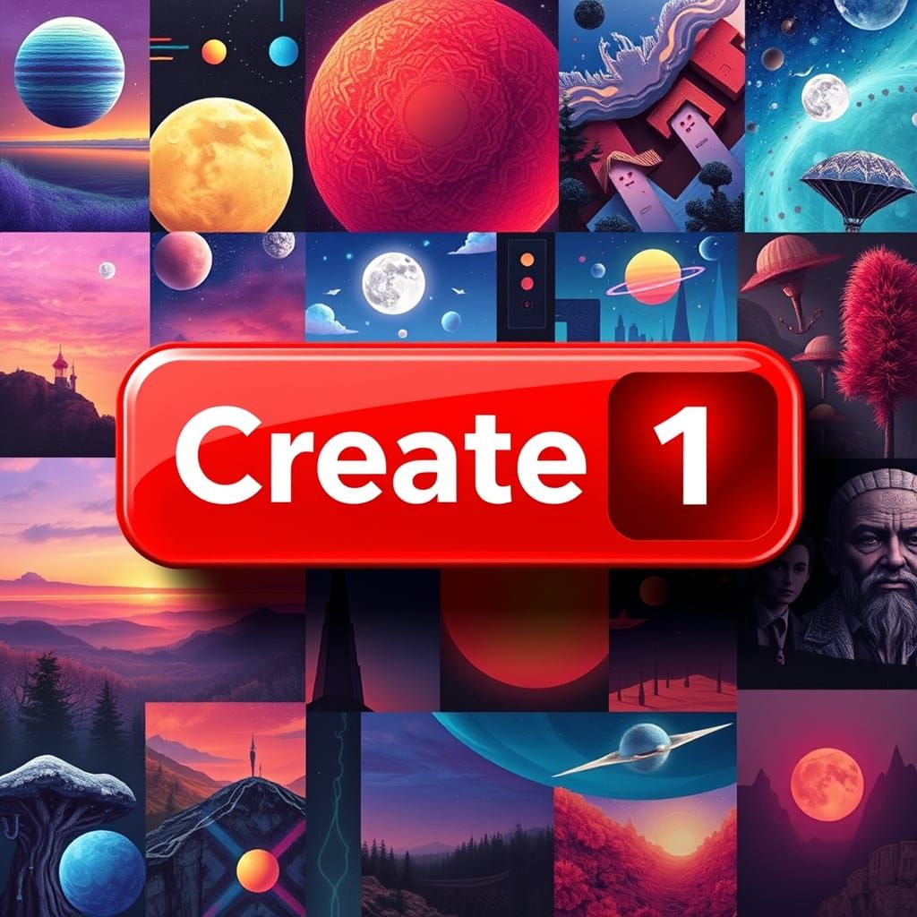 Futuristic Button in Vibrant Red with Clean Sans-Serif Font ...