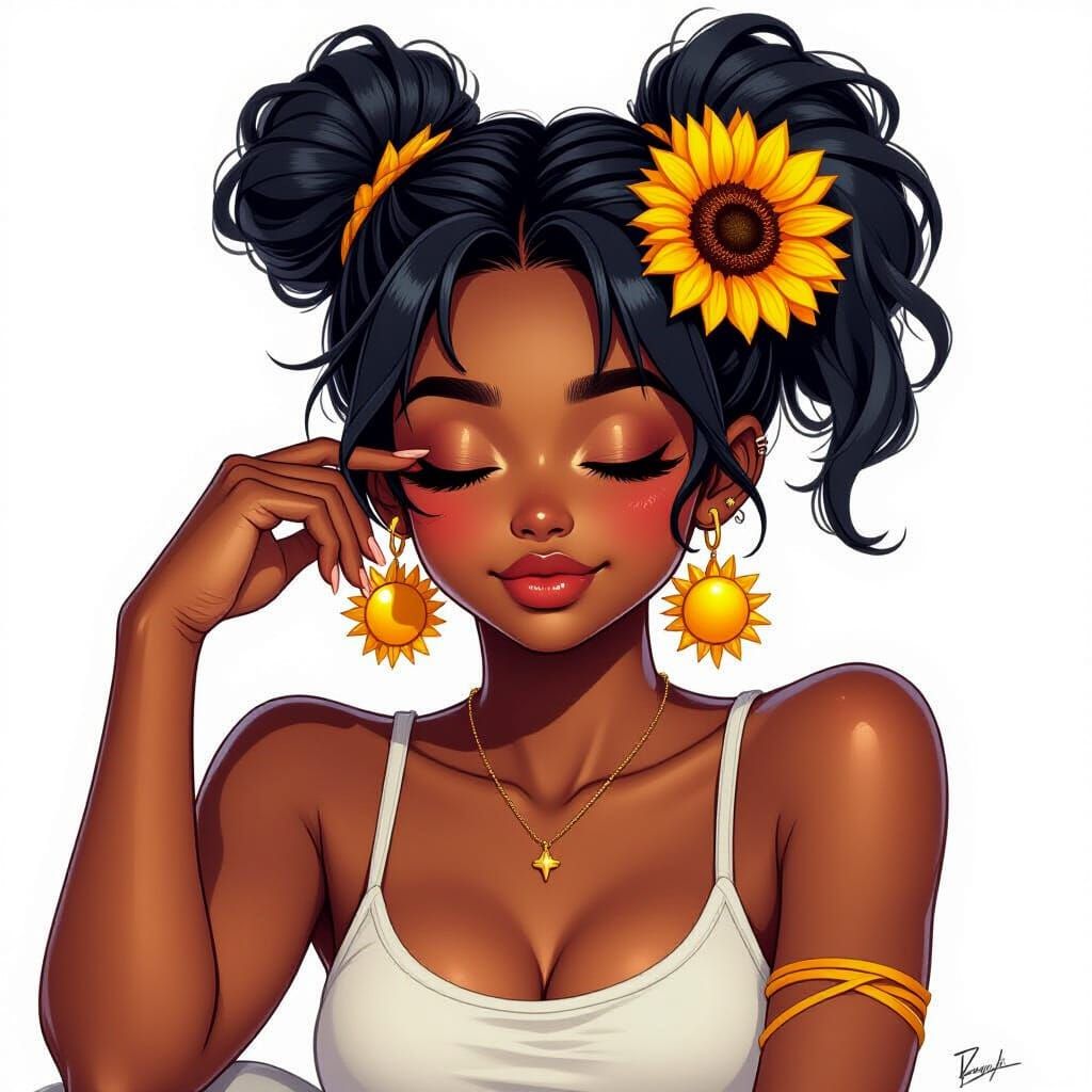 Oni Girl with White Hair in Anime Illustration Style