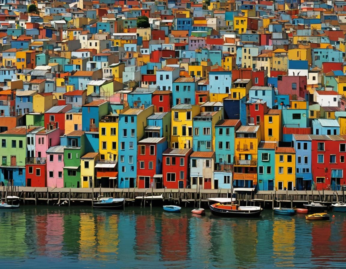 La Boca: Colorful Houses in Abstract Style