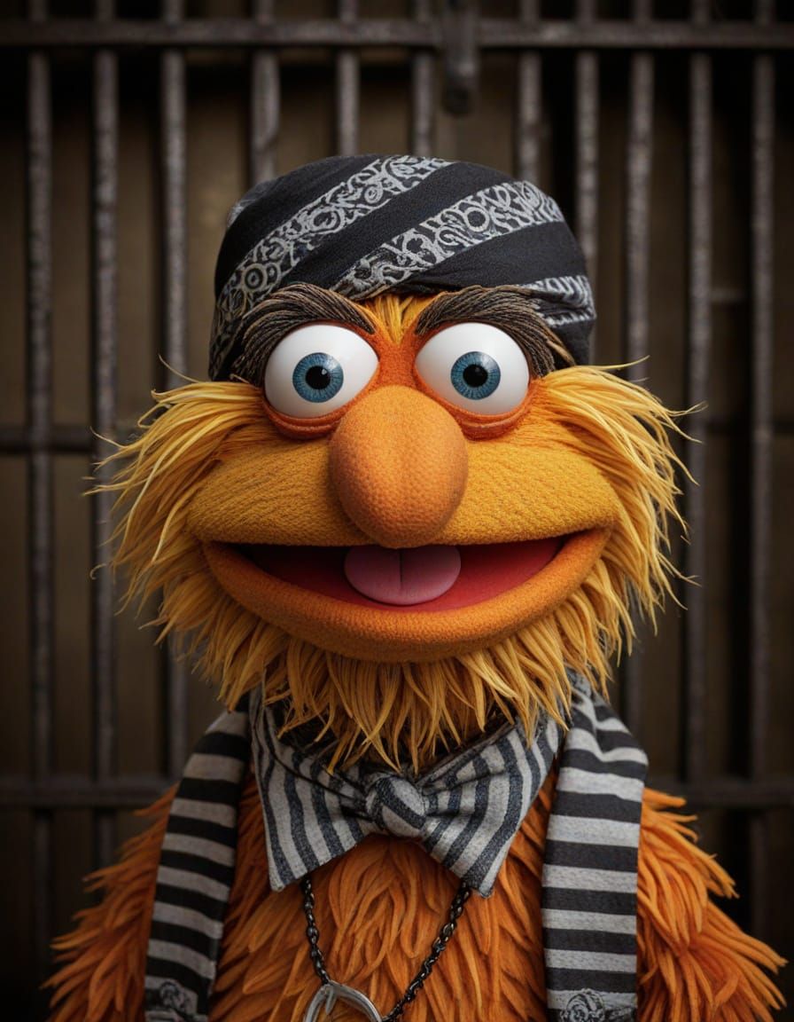 Muscled Prison Muppet in Jim Henson Style