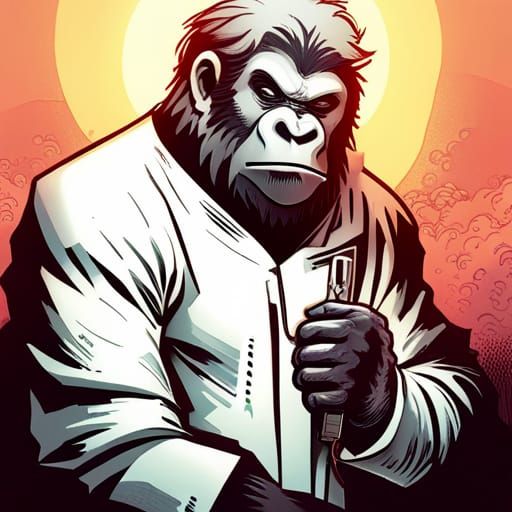 Gorilla Scientist in Comic Book Style
