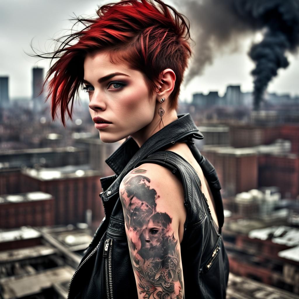 Barbara Palvin in Rock Style with Burning City