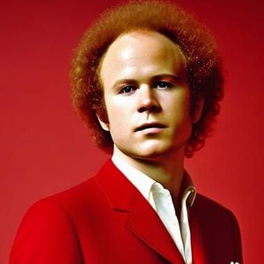 Hyperrealistic Portrait of Art Garfunkel in Red