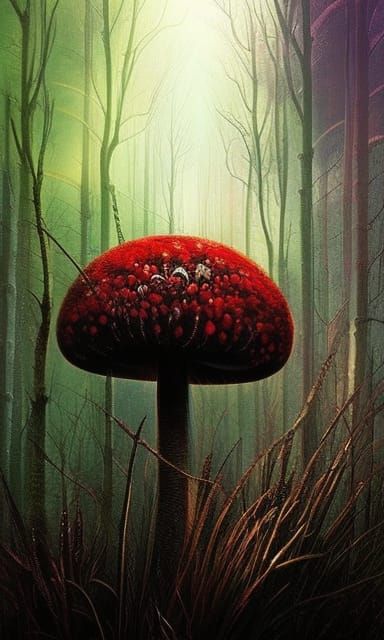 Flower Bouquet Apocalyptic Mushroom Cloud: Dystopian Art