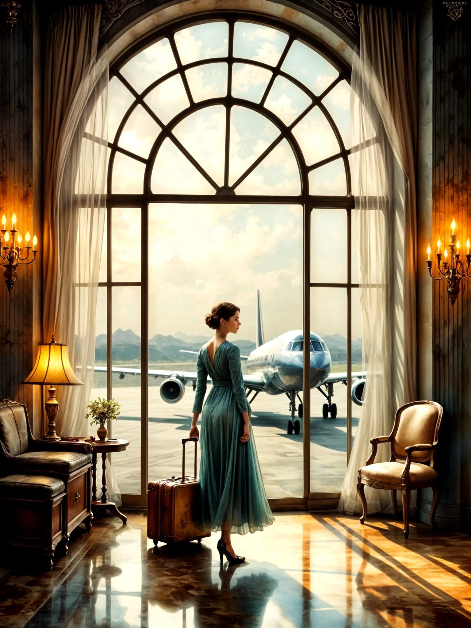 A Futuristic Journey Through Muted Watercolors