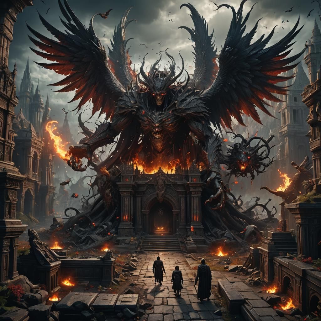 Fantastical Fallen Angels: Detailed Matte Painting