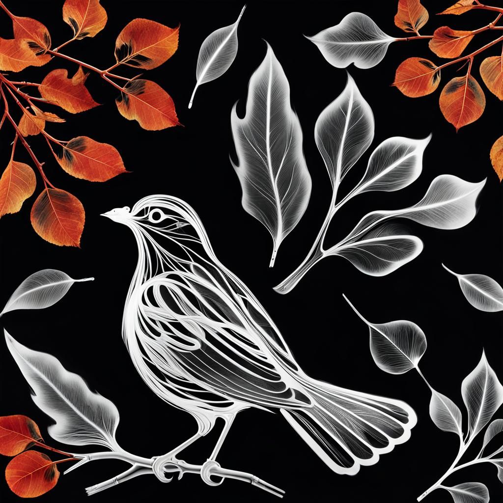 Fiery Bird Photogram in Man Ray Style