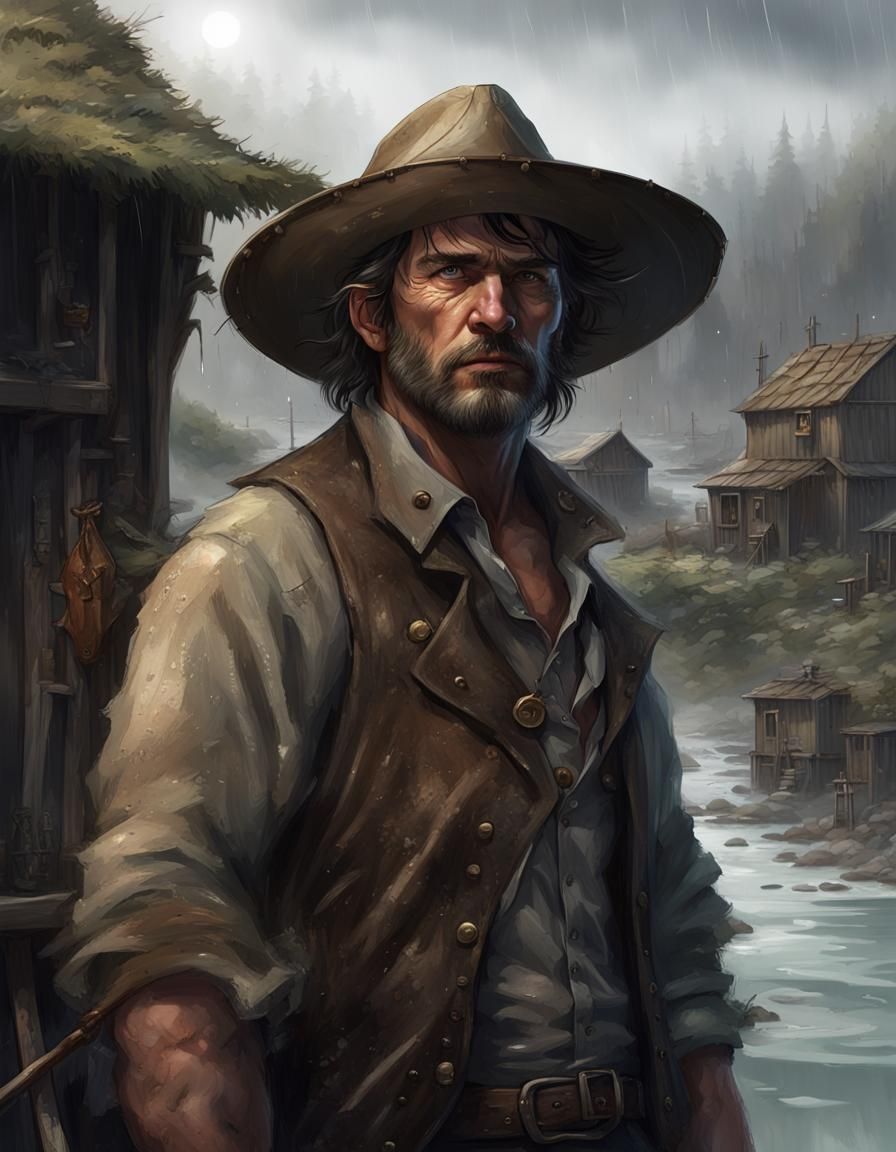 Fantasy Sheriff in Rainy Fishing Village: Concept Art