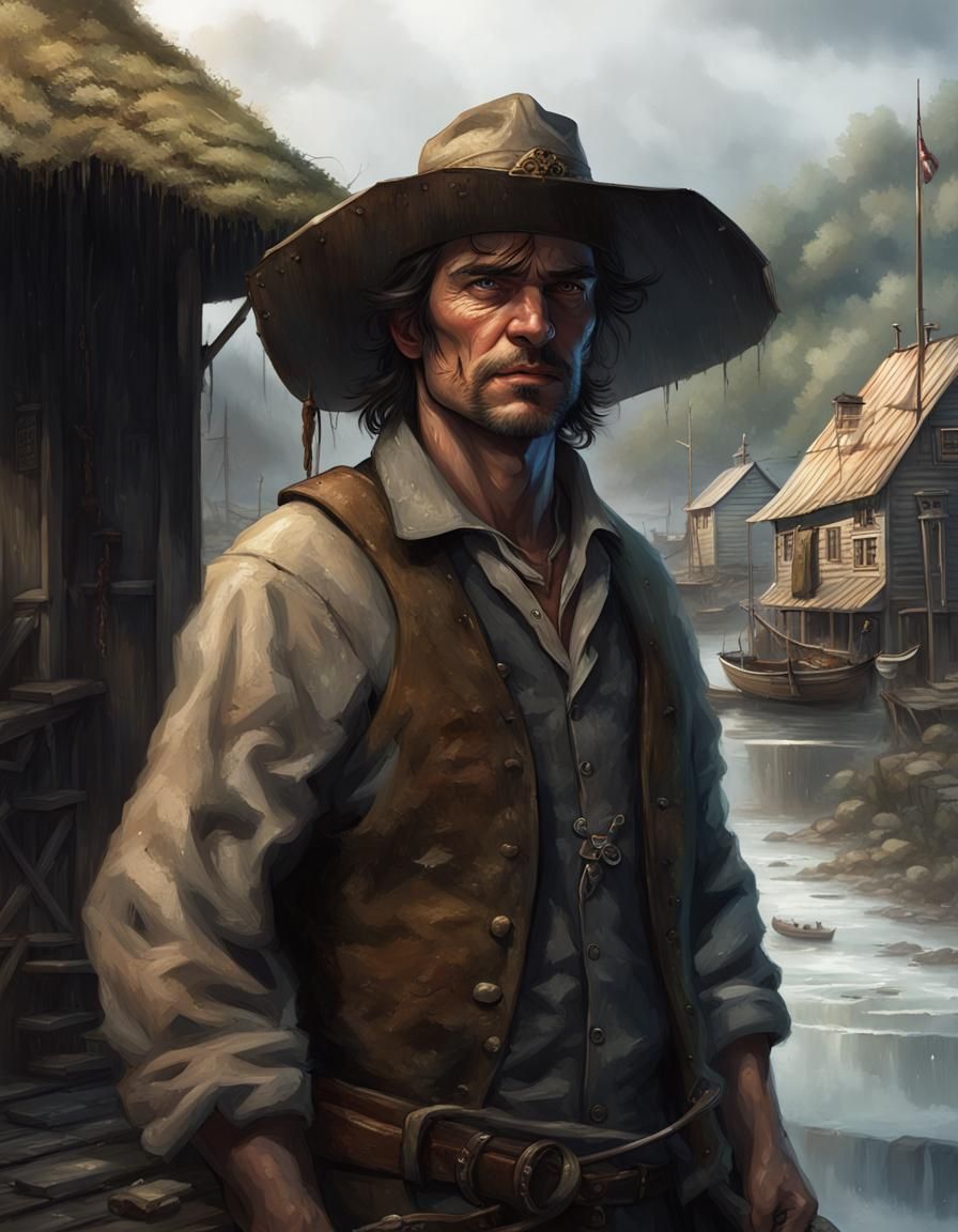 Weathered Sheriff of Backwash: Dark Fantasy Portrait