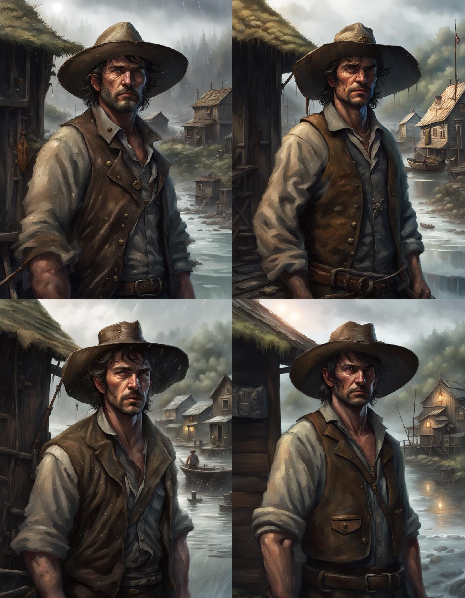 Fantasy Sheriff in Fishing Village: Dark Fantasy Art