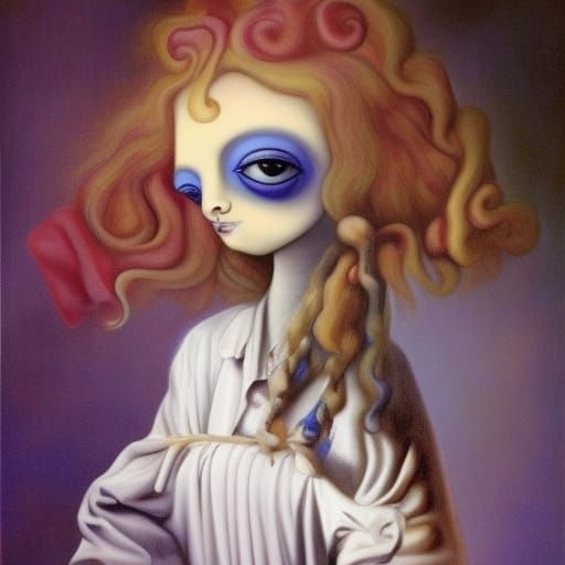 Melancholic Anime Girl with Ghost, Comic Art Style