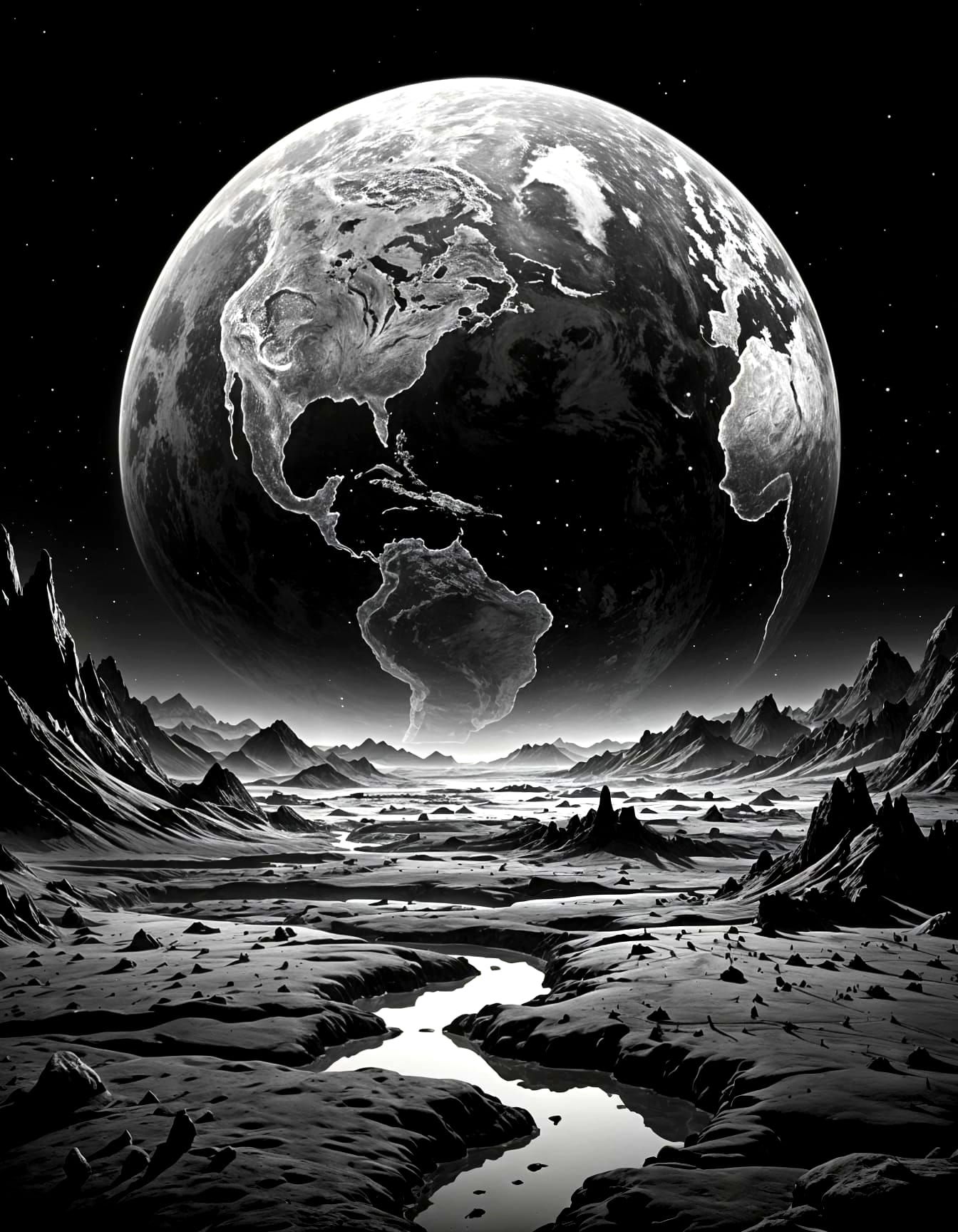 Cosmic Manga: Earth from the Moon's Perspective
