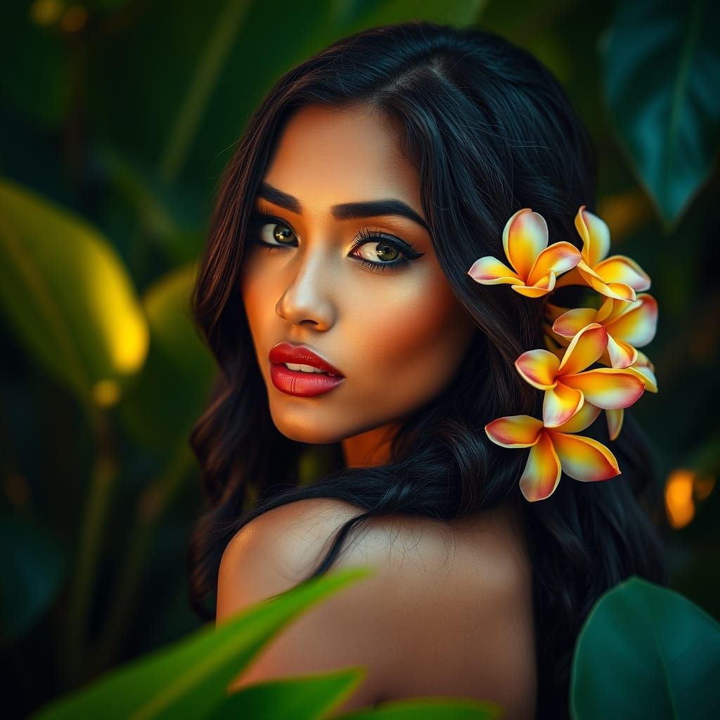 Tropical Goddess in Golden Light