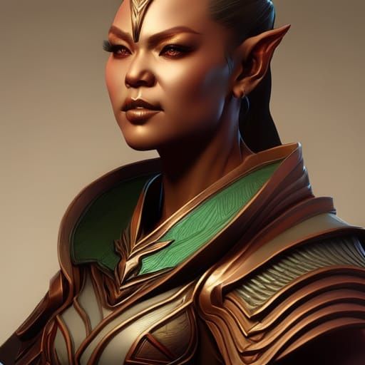 Detailed Female Orc Samurai Portrait in 8K