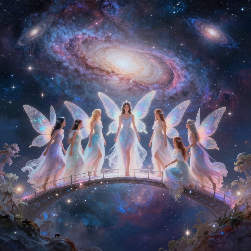 Ethereal Fairy Sisters on Galactic Bridge