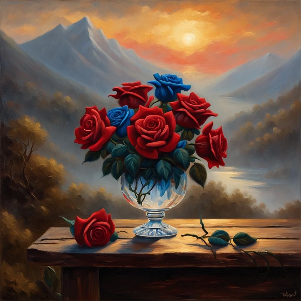 Romantic Roses in Hudson River School Style