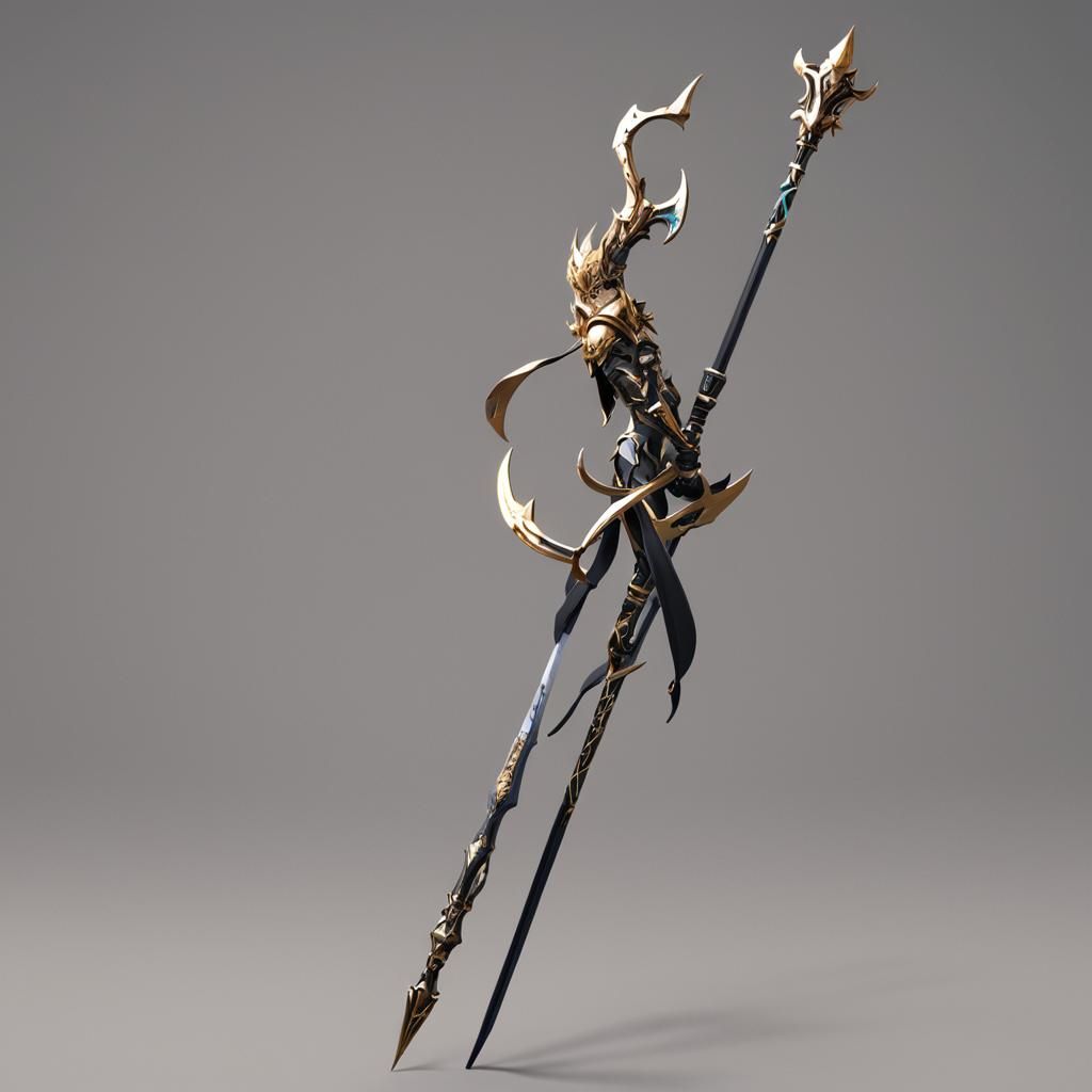 Magic Staff Spear in Detailed 3D Anime Art
