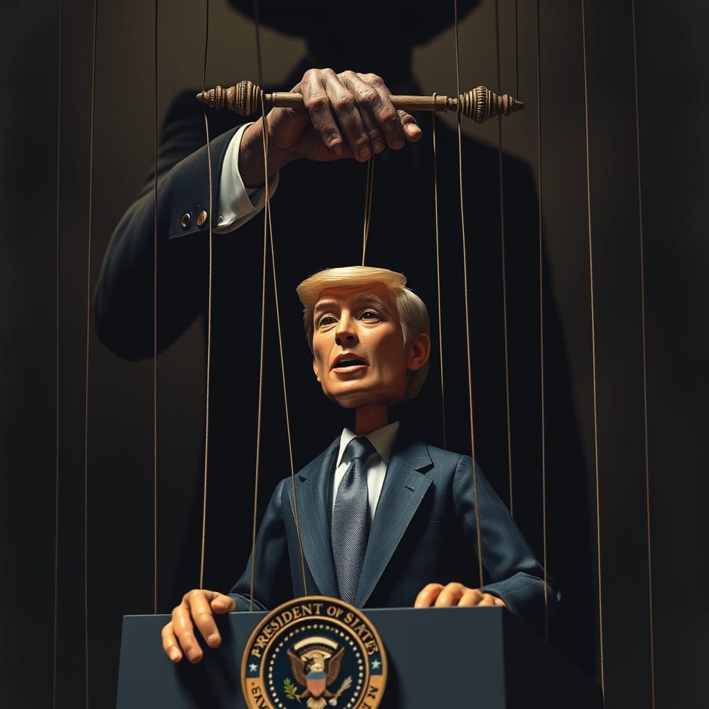President Puppet in a Satirical Dance of Power