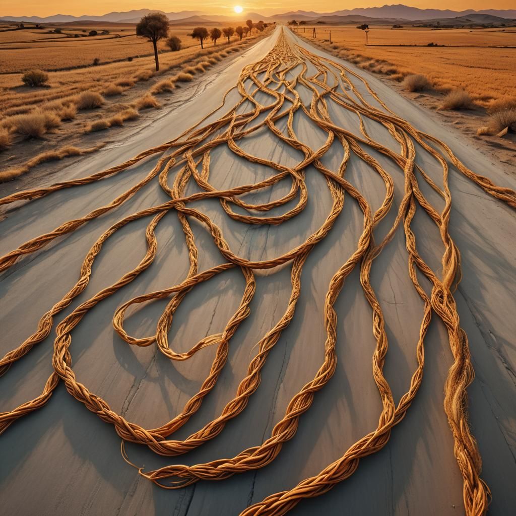 Hair Road to Sunset in Surrealist Style