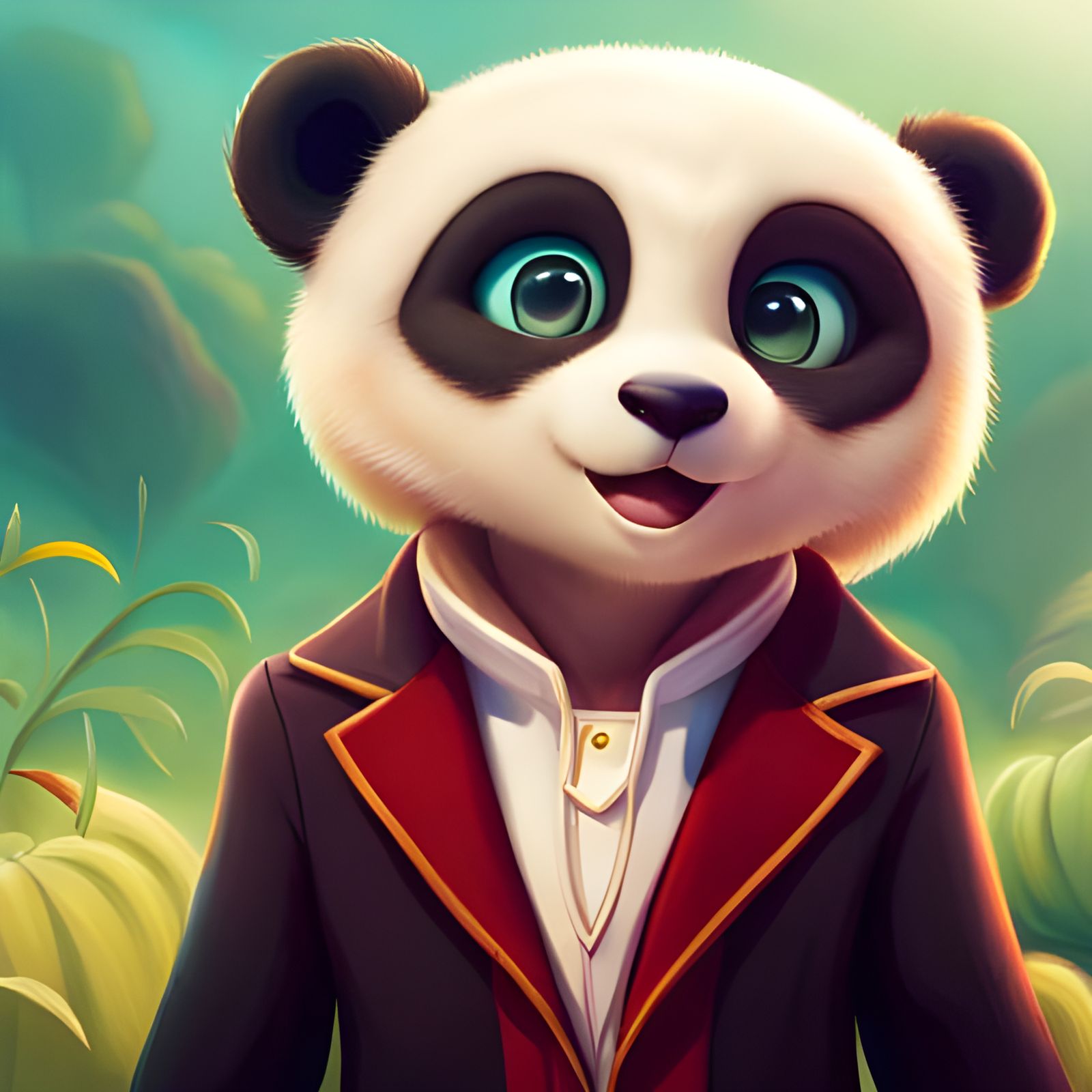 Adorable Panda Portrait in Digital Painting Style