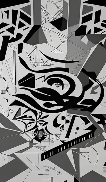 Abstract Musical Score in Technical Drawing Style