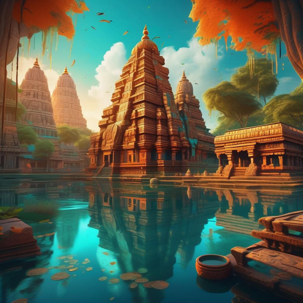 Ancient Indian Town: Sravana Belgola Fantasy Art