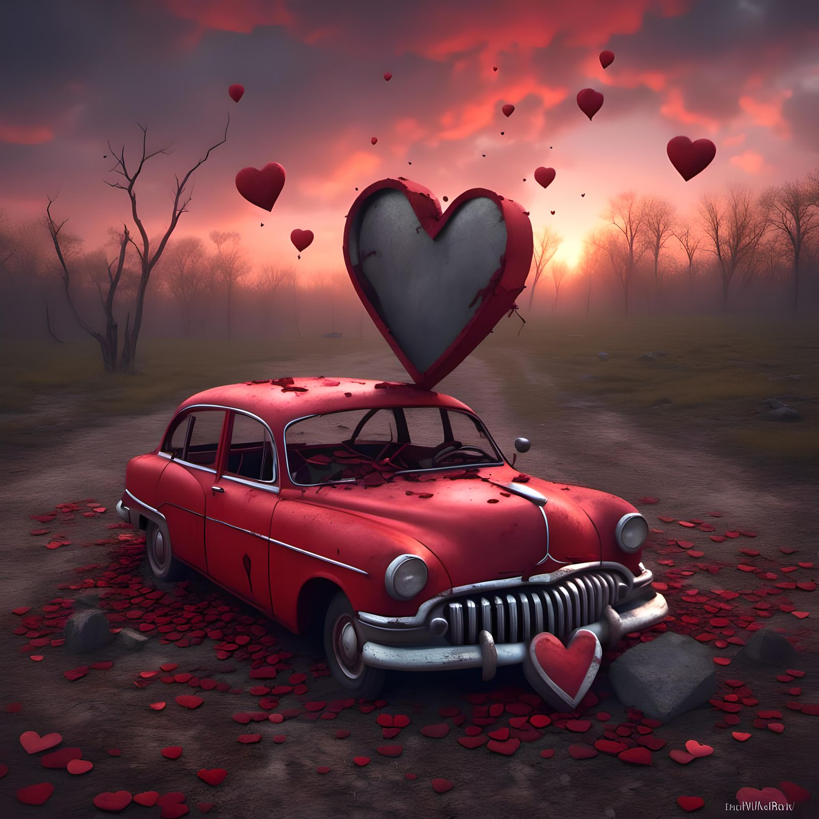 Car and Heart AI Image