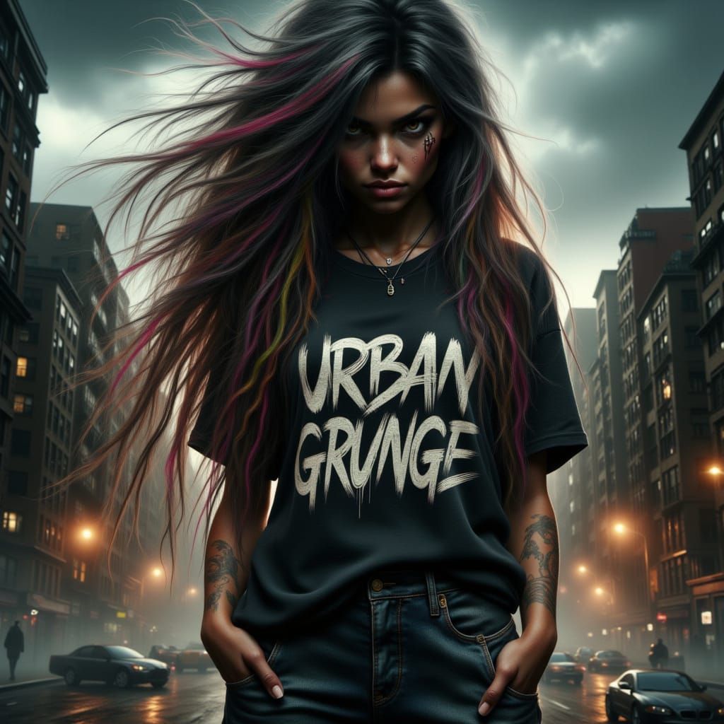 Attractive Woman in Urban Grunge Style