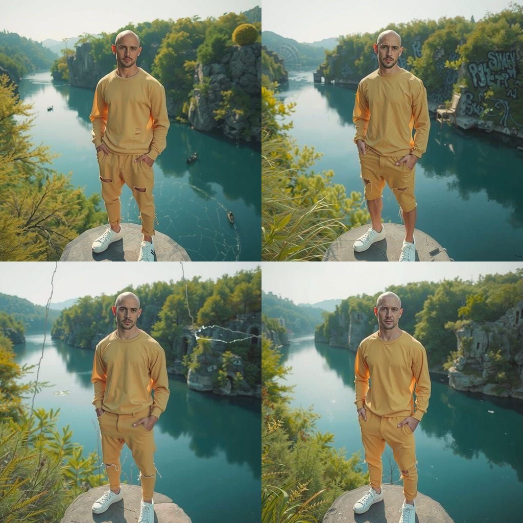 Confident Figure in Brutalist Apartment