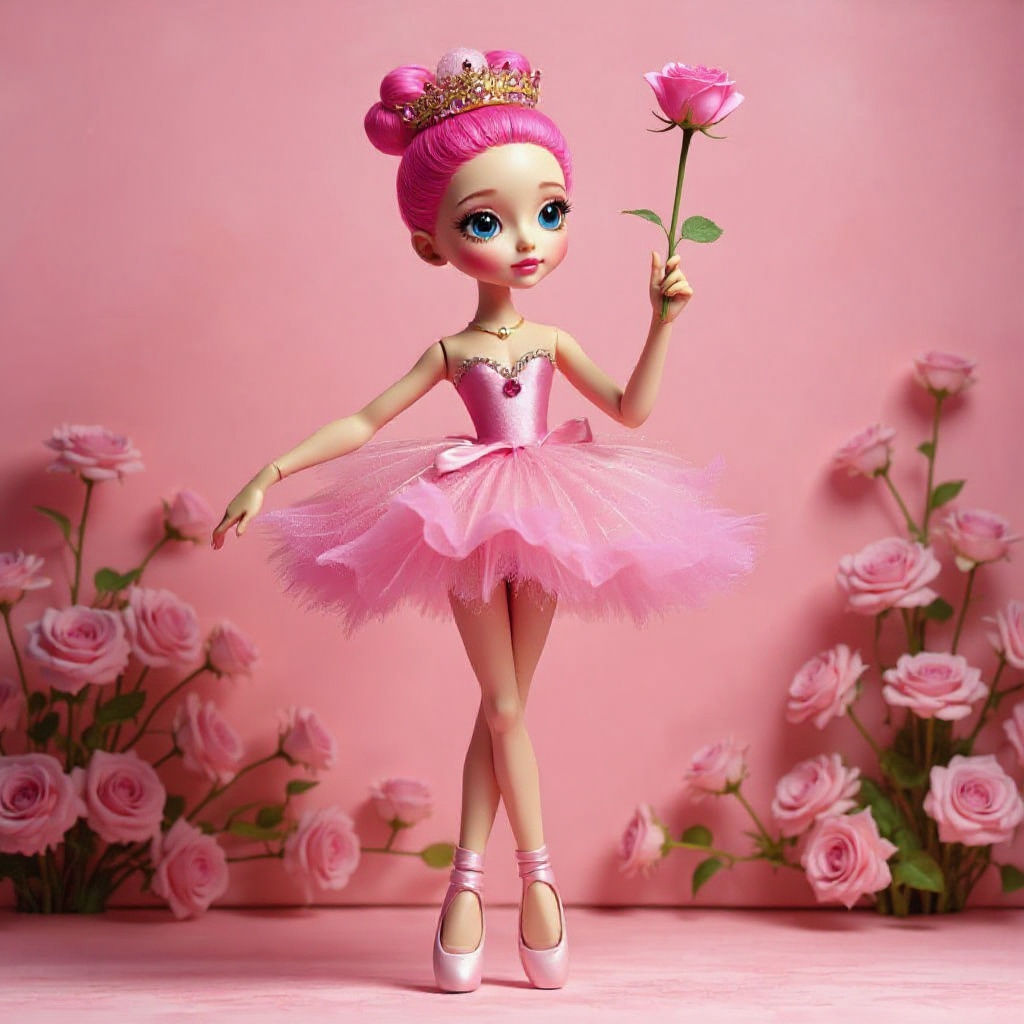 Pink Ballet Dancer Doll with Golden Tiara