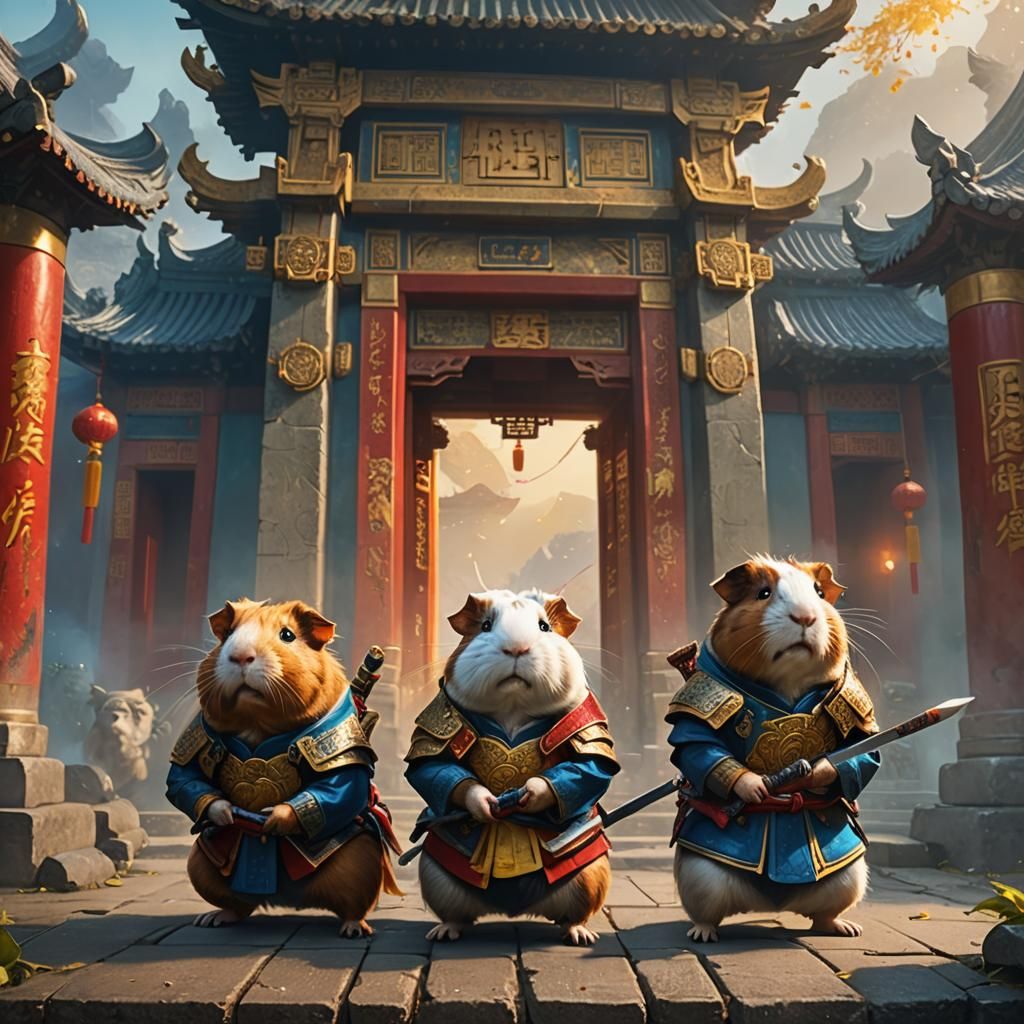 Guinea Pig Warriors Guarding Chinese Temple