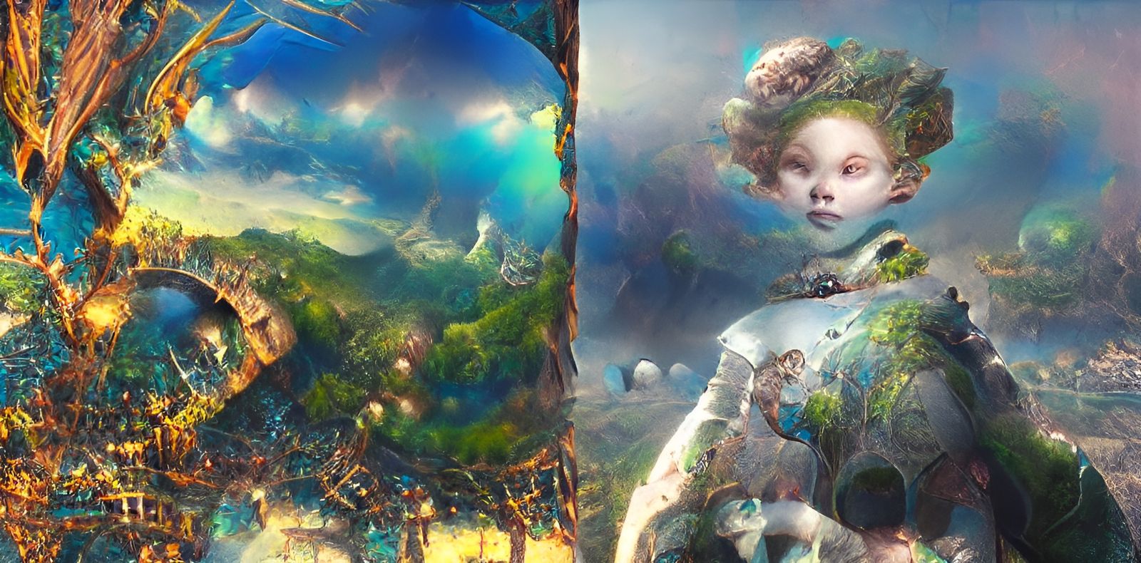 Surreal Alice in Wonderland Landscape, Digital Matte Paintin...