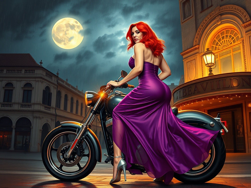 Woman on Harley in Venice, Gurney Style