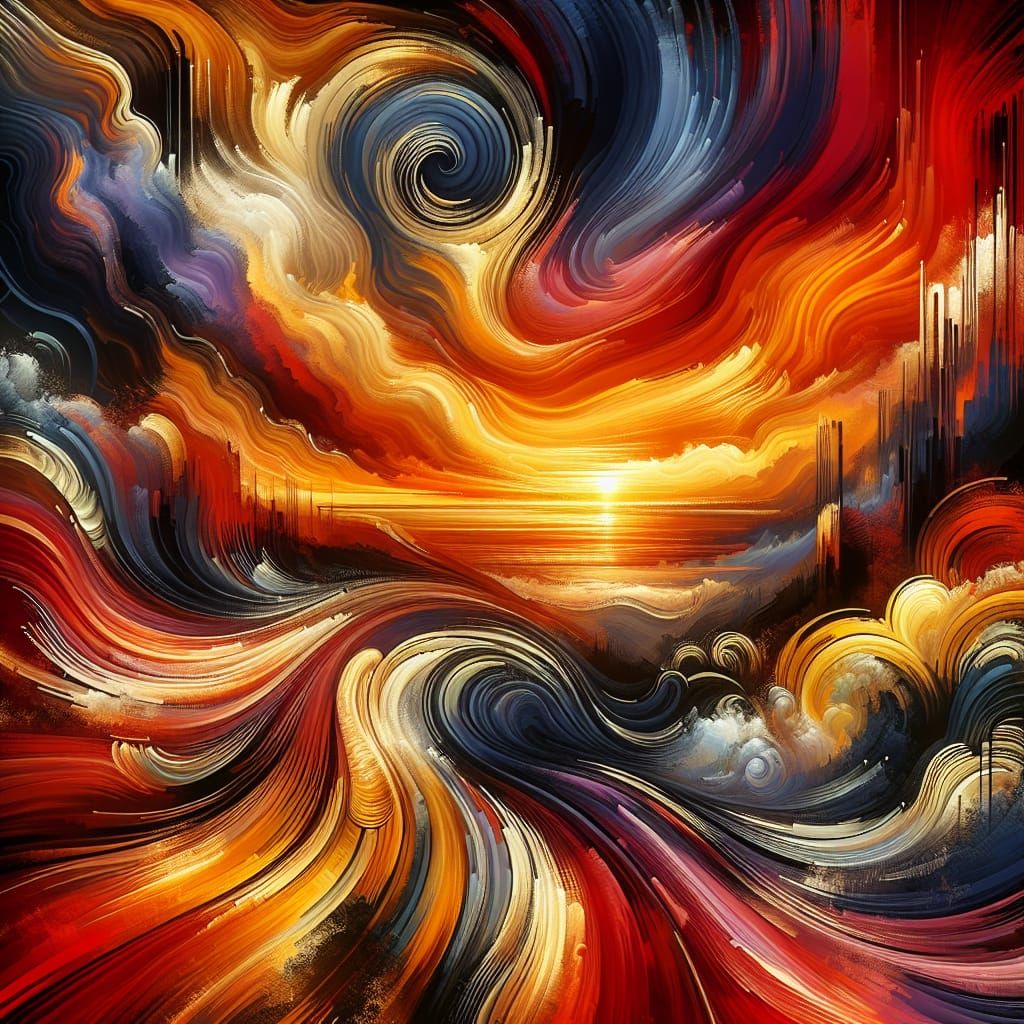 Abstract Sunset in Bold, Vibrant Colors
