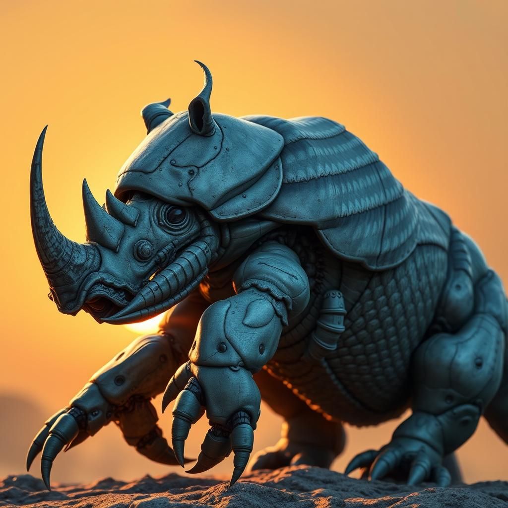 Lobster Rhinoceros Hybrid in Biomechanical Style