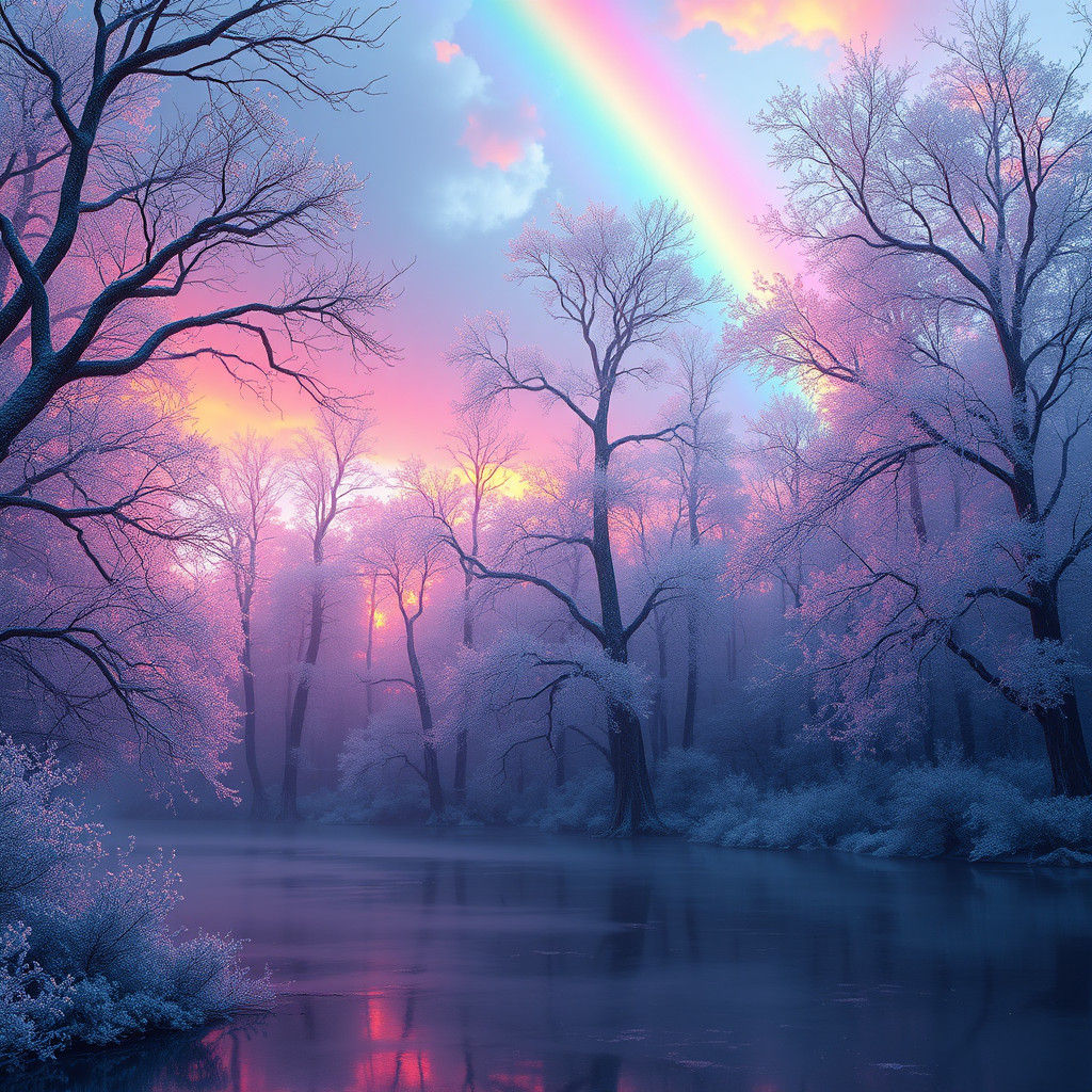 Rainbow Gemstone Forest in Ethereal Light