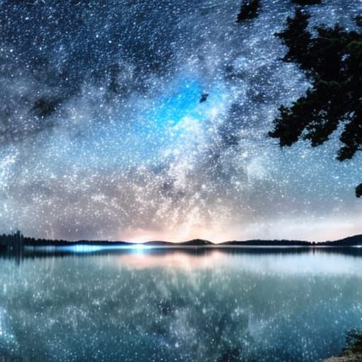 Lake Opeongo Starry Night in Rococo Style