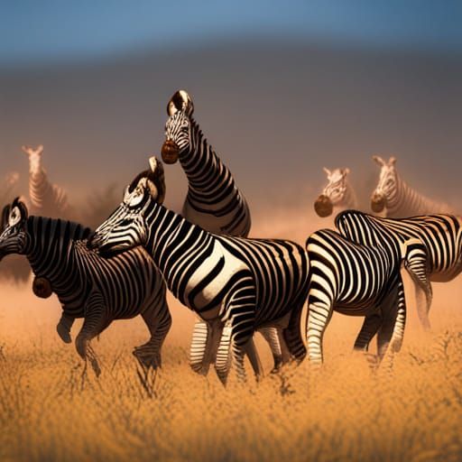 Zebras on African Plains in 3D Cinematic Style