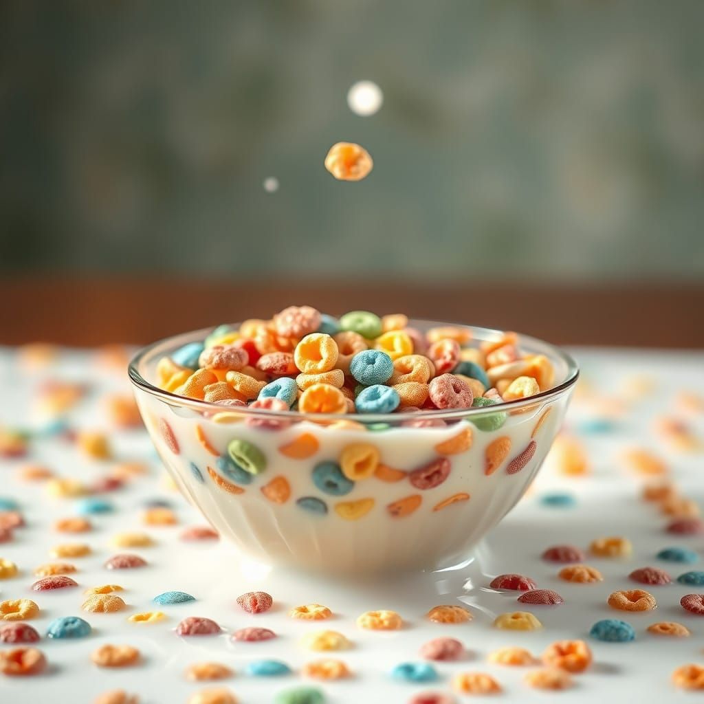 Vibrant Cereal in Milk, a Whimsical Breakfast Masterpiece