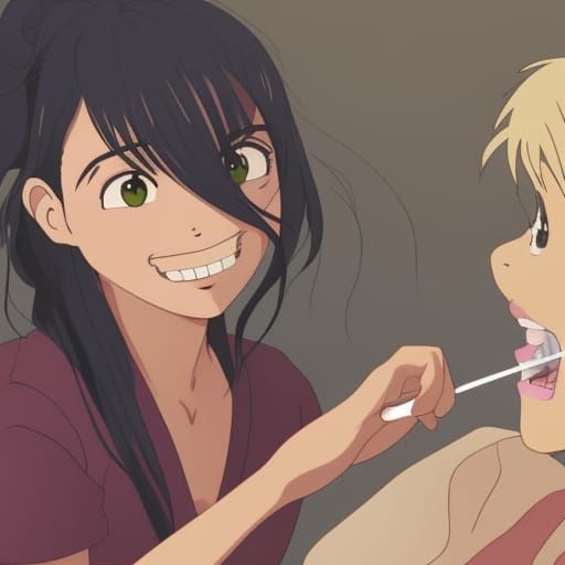 Dentist Fixing Cavity in Studio Ghibli Anime Style