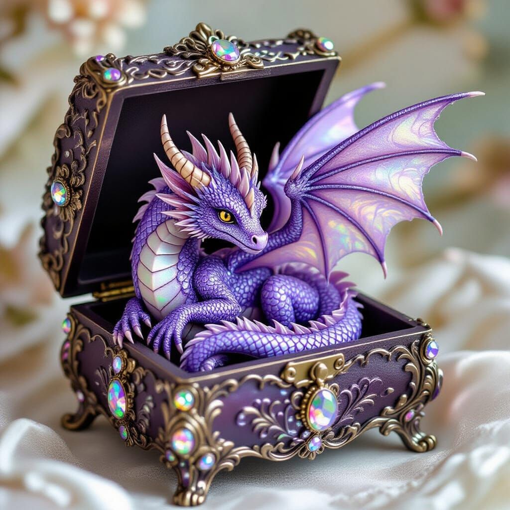 Dragon in Music Box: Brian Froud Style