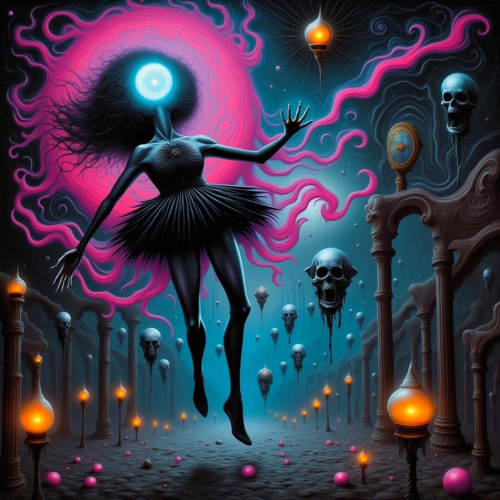 Gothic Surrealism in Neon Ruins