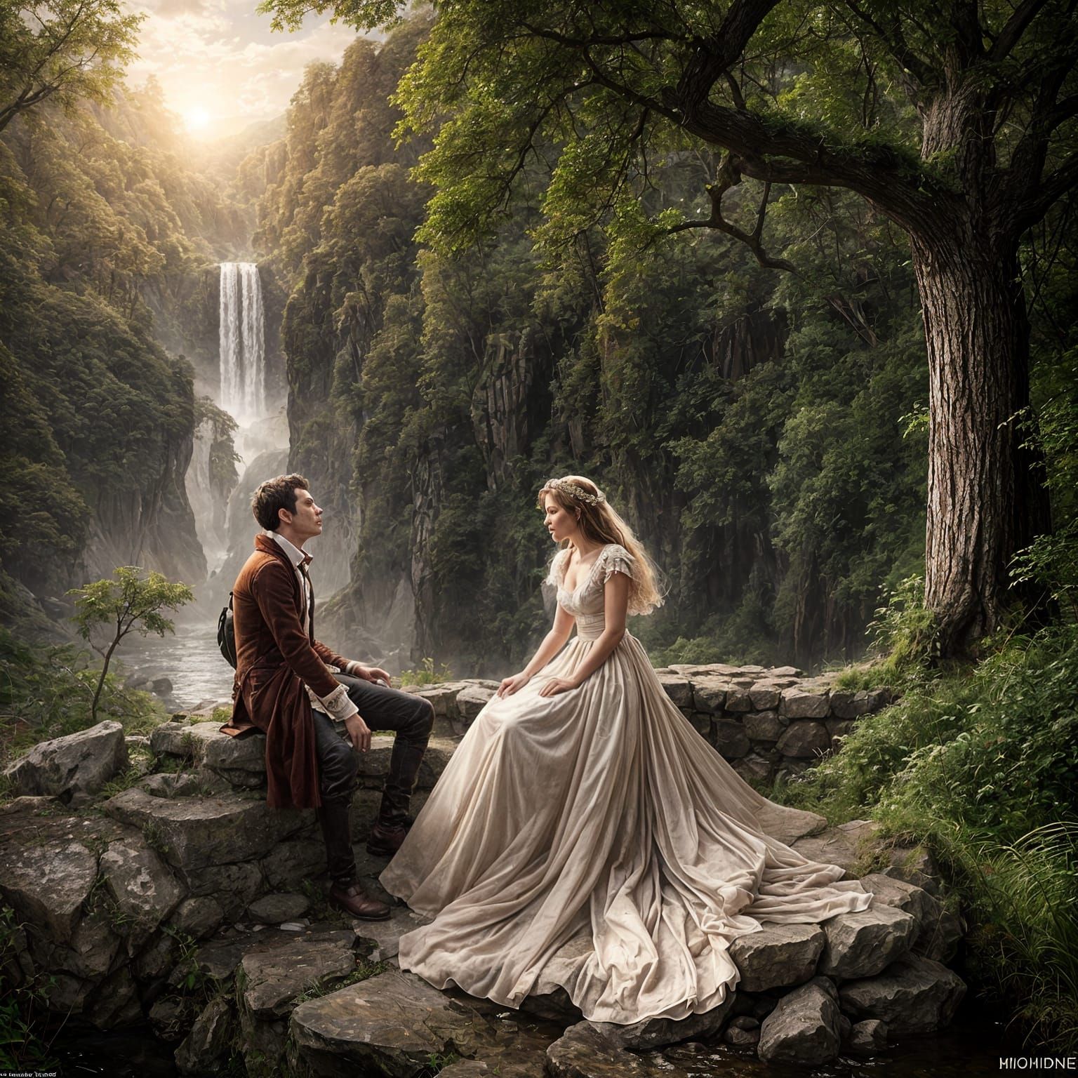 Romantic Scene as Matte Painting of Love