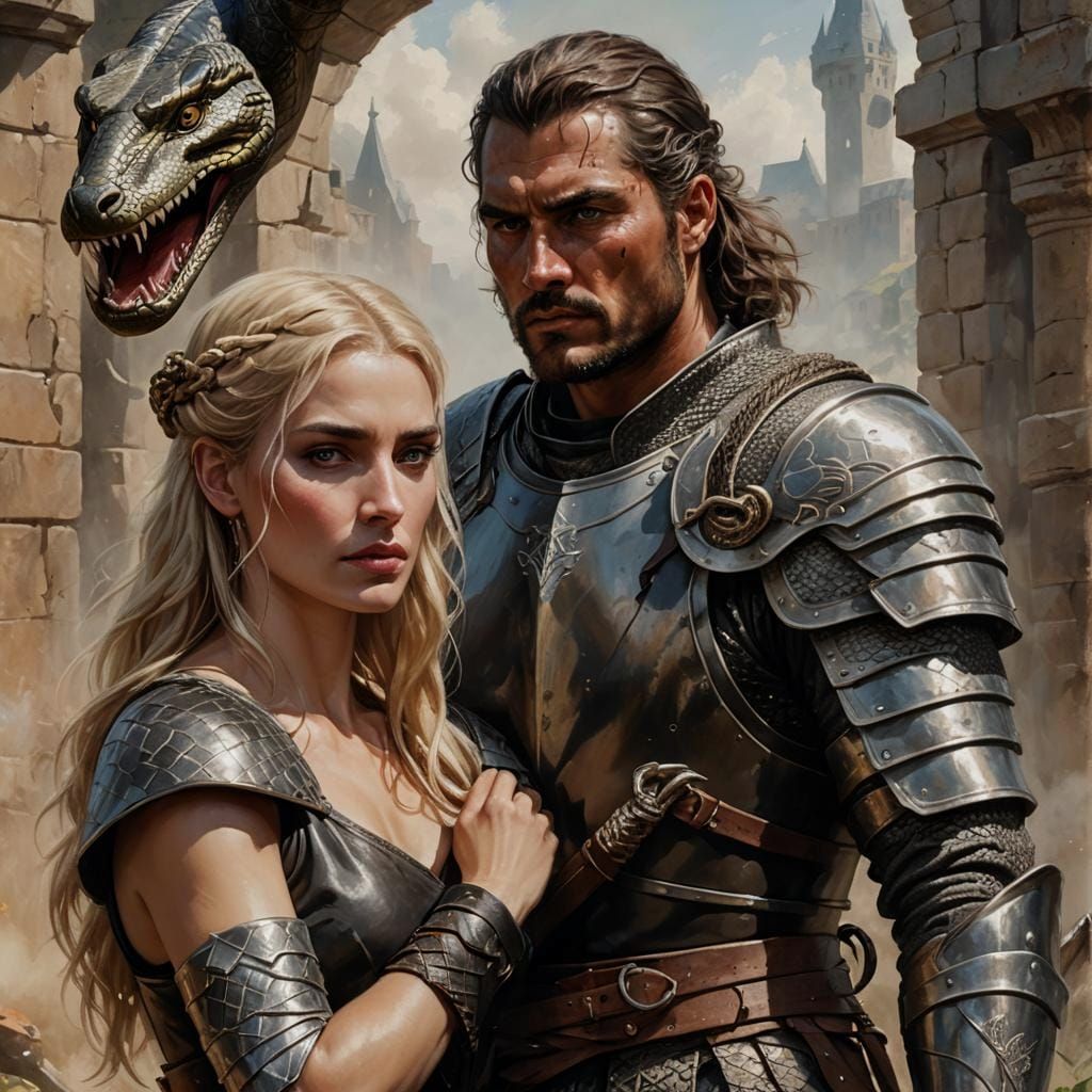 Medieval Warrior's Pain, Lover's Compassion in Oil