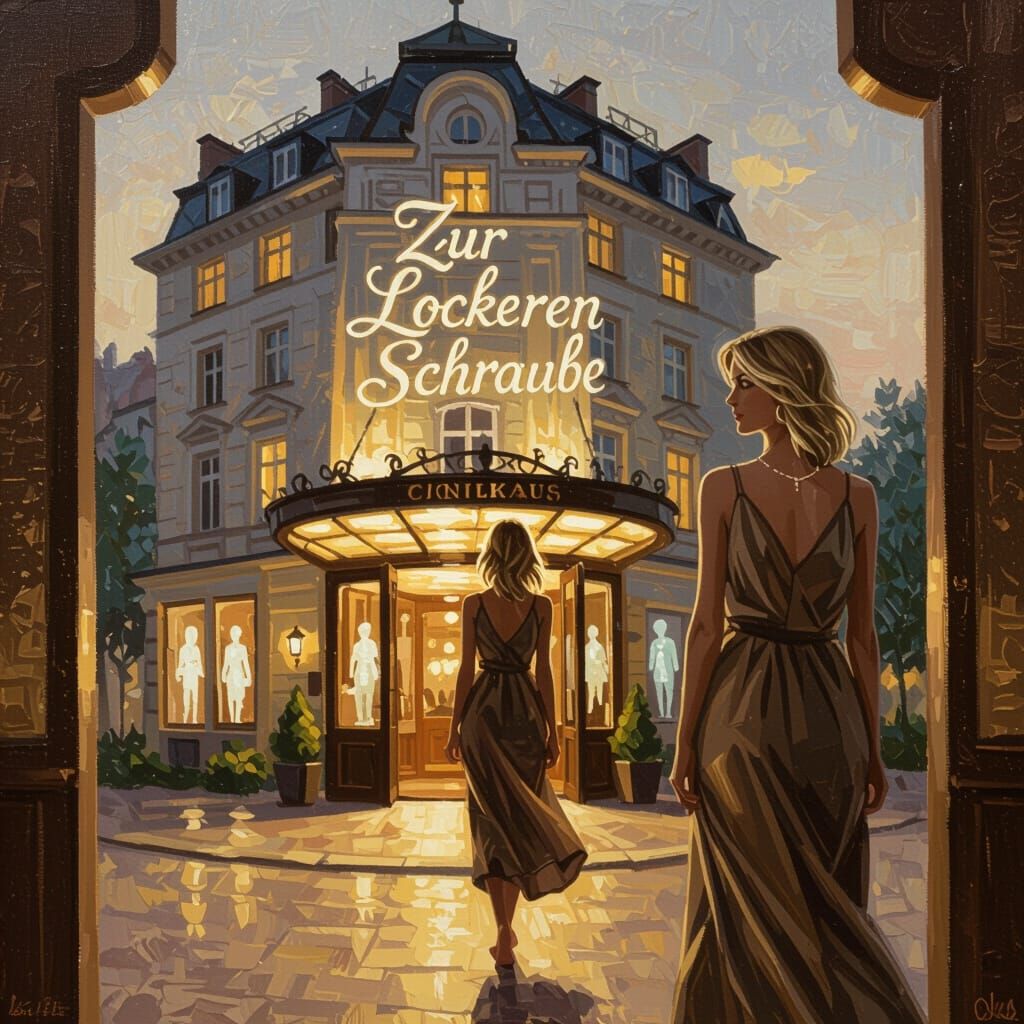 Surreal Oil Painting of a Grand Hotel in Luminous Light